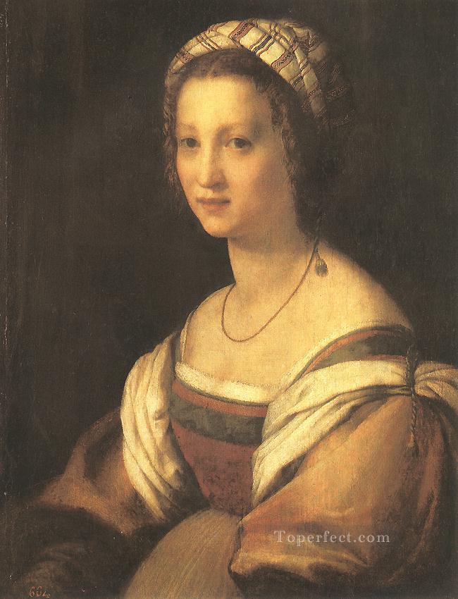 芸術家の肖像画 妻 ルネッサンス マニエリスム アンドレア デル サルト油絵